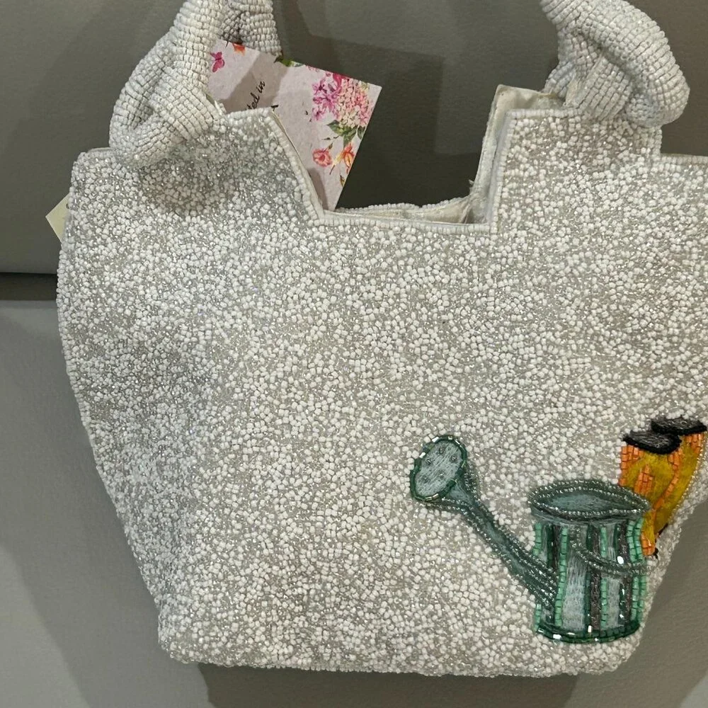 Handcrafted in India Vegetable Gardening Beaded Handbag NWT RARE